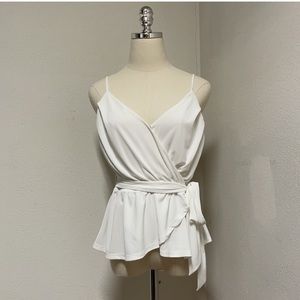 EXPRESS NWT WHITE SIZE S FAUX WRAP V-NECK PEPLUM TANK